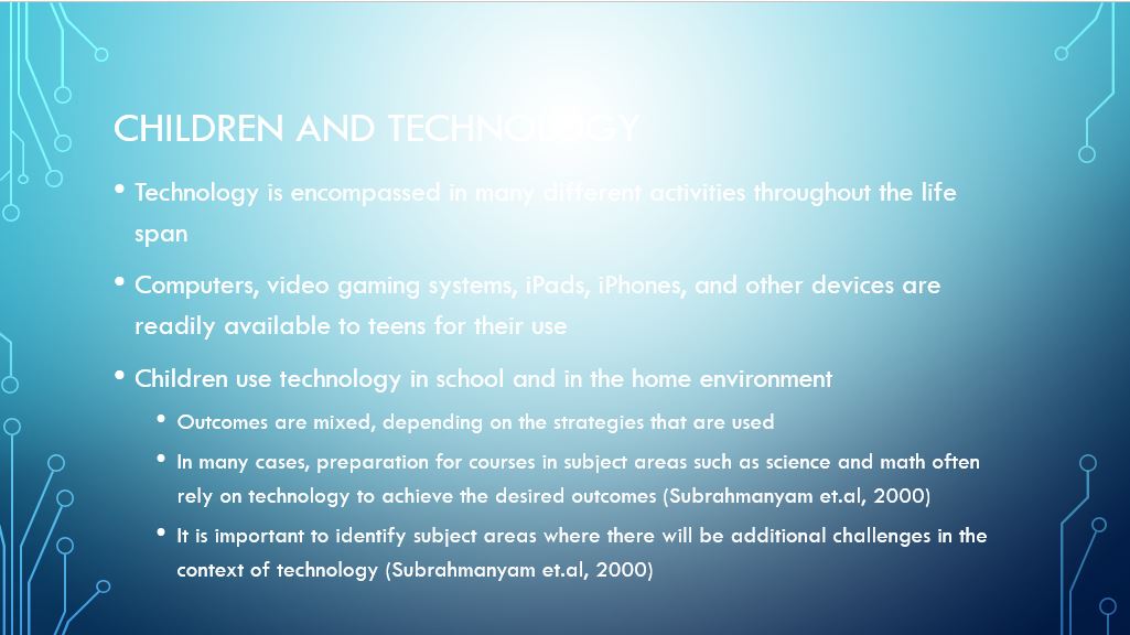 Children and Technology, Power Point Presentation Example