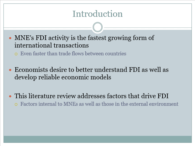 Foreign Direct Investment, Power Point Presentation With Speaker Notes Example