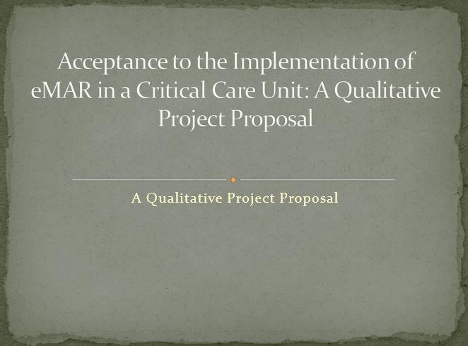 A Qualitative Project Proposal