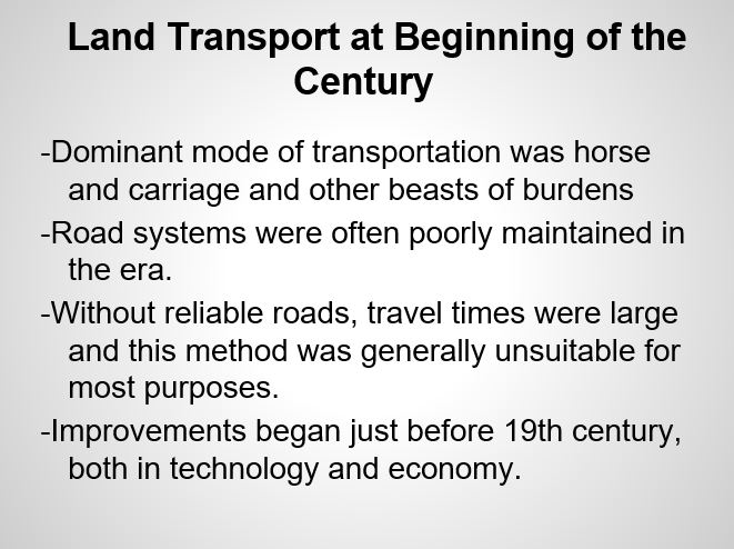 Land Transport at Beginning of the Century