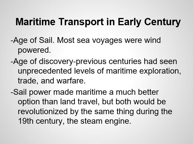 Maritime Transport in Early Century