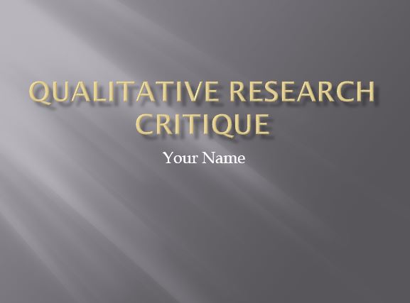 Qualitative Research Critique