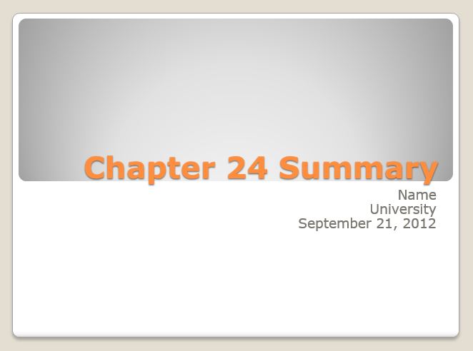 Chapter 24 Summary