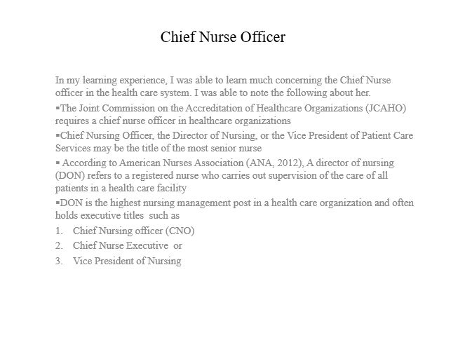 Chief Nurse Officer