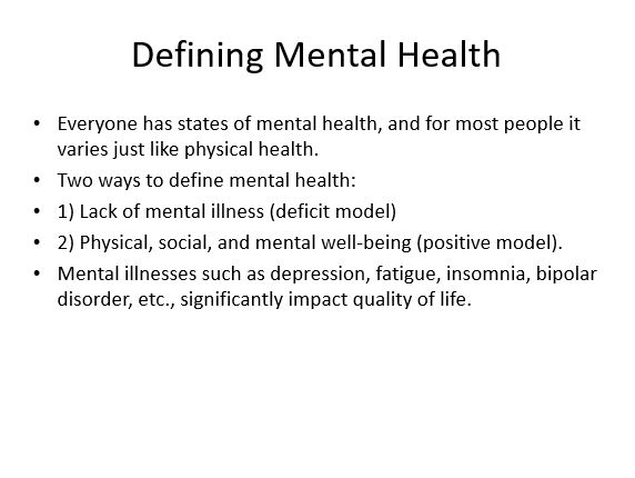 Defining Mental Health