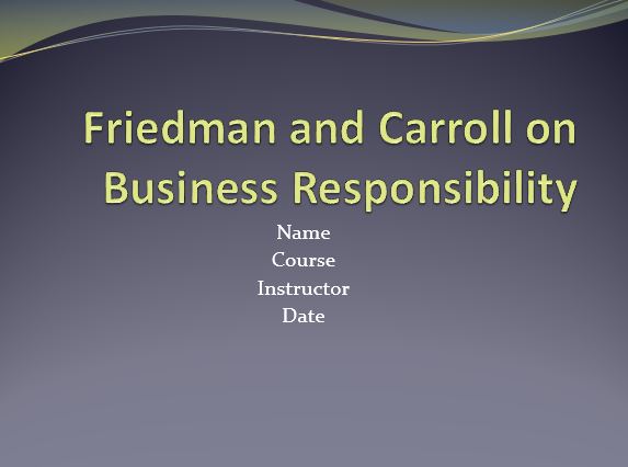 Friedman and Carroll