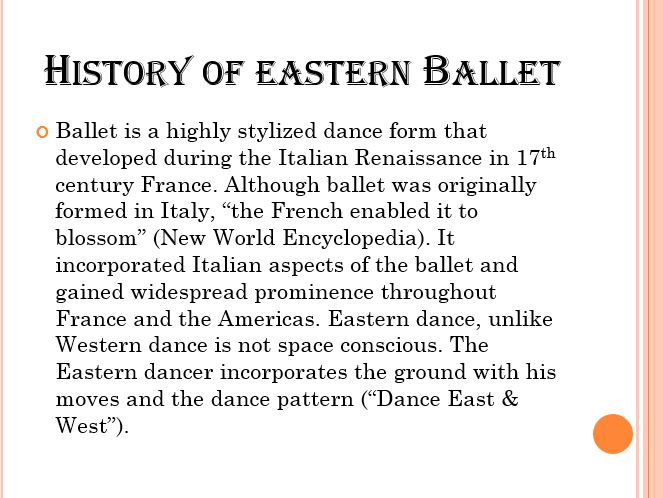 History of eastern Ballet