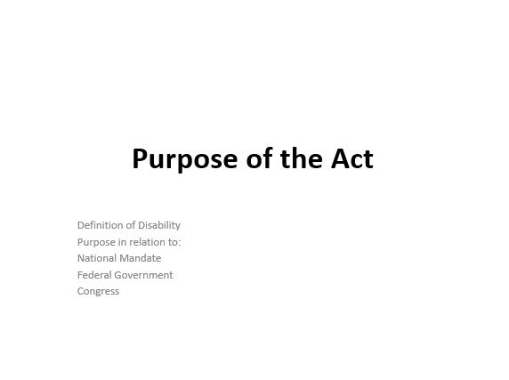 Purpose of the Act