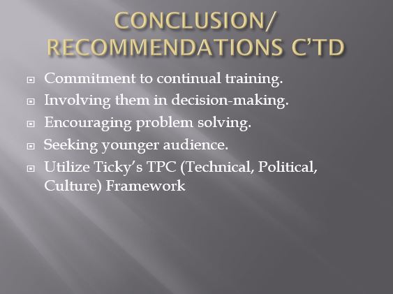 RECOMMENDATIONS