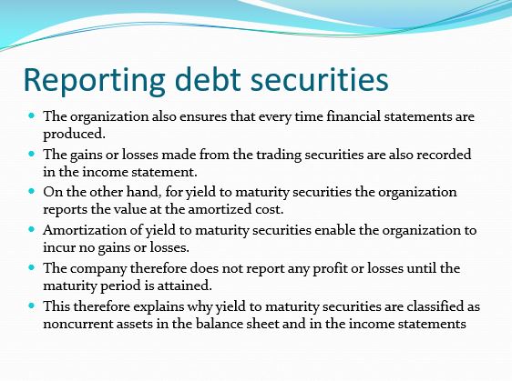 Reporting debt securities