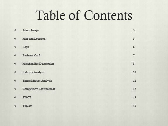 Table of Contents