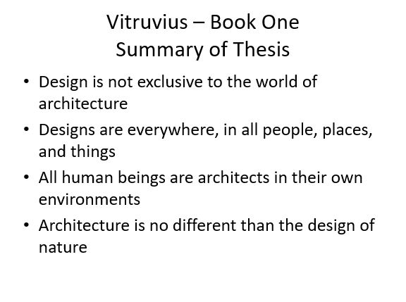Book One Summary of Thesis