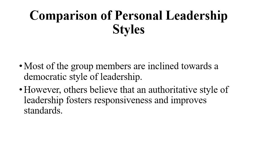 Comparison of Personal Leadership Styles