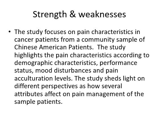 Strength & weaknesses