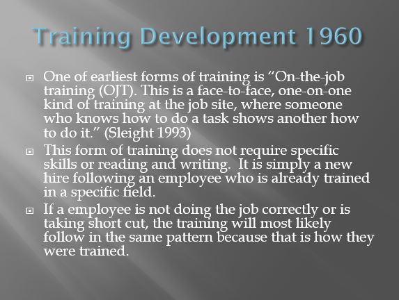 Training Development 1960