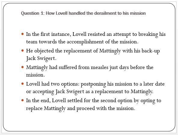 How Lovell handled the derailment to his mission