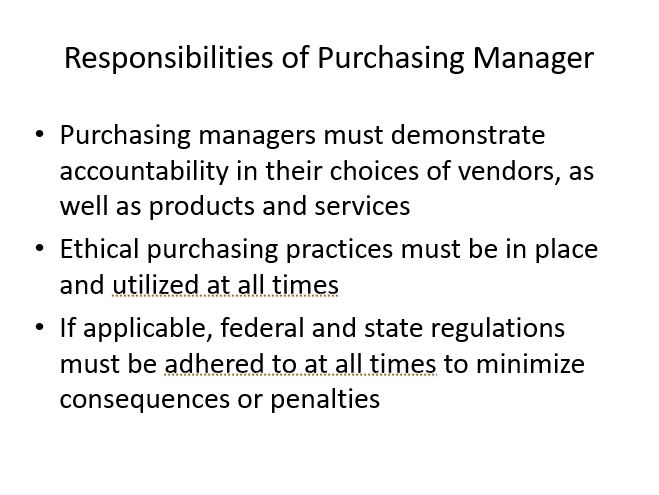 Responsibilities of Purchasing Manager