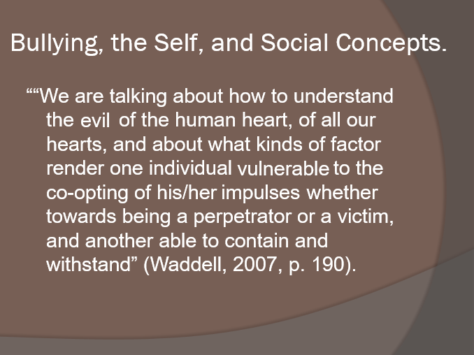 Bullying, the Self, and Social Concepts