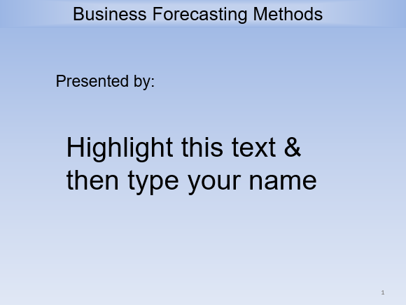 Business Forecasting Methods