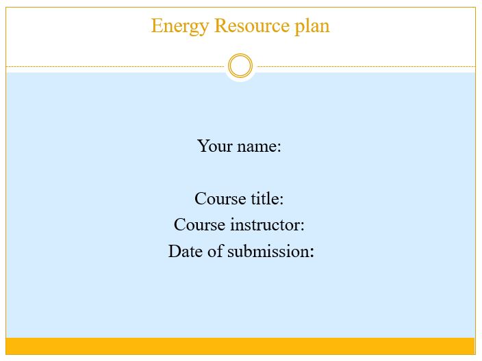 Energy Resource plan