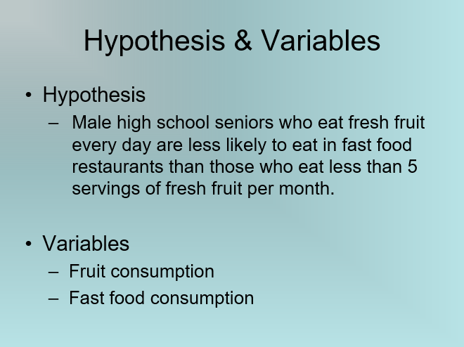 hypothesis on fast food