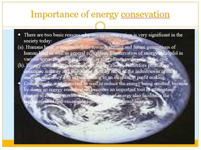 Importance of energy consevation