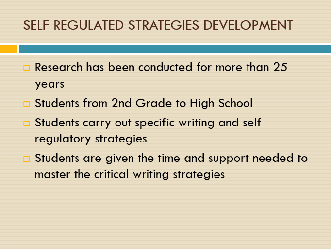 SELF REGULATED STRATEGIES DEVELOPMENT