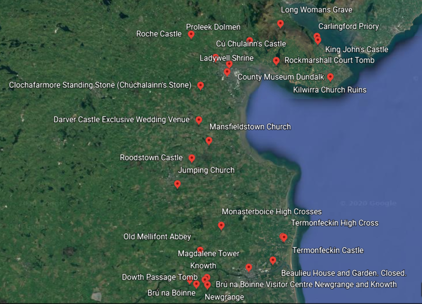 A Map of County Louth Showing Archaeological Sites