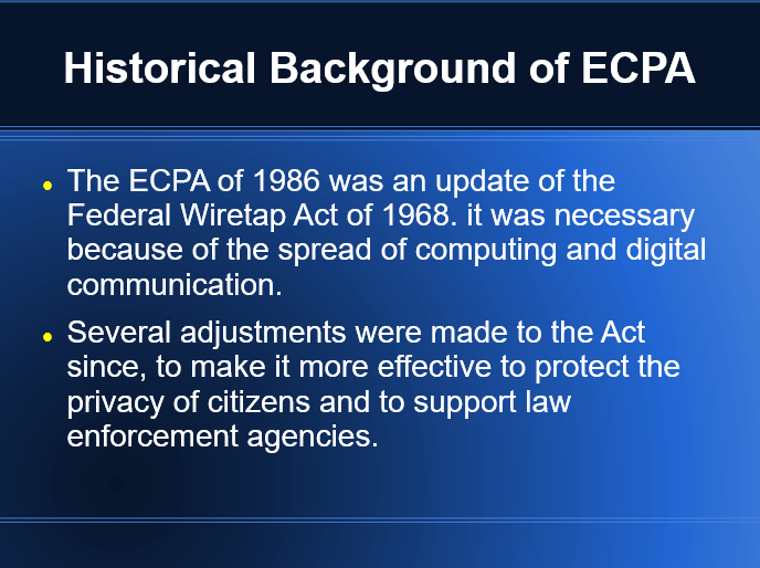 Historical Background of ECPA