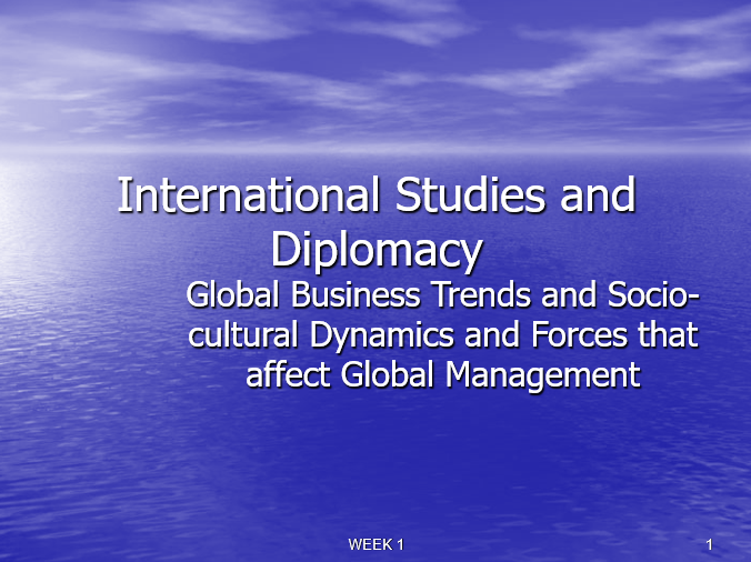International Studies and Diplomacy