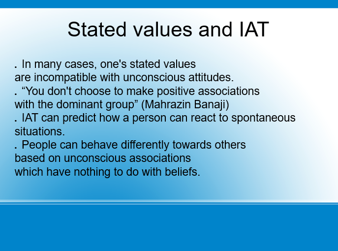 Stated values and IAT