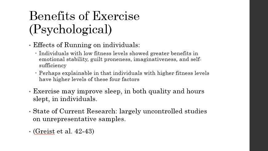 Benefits of Exercise (Psychological)