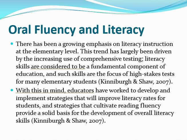 Oral Fluency and Literacy