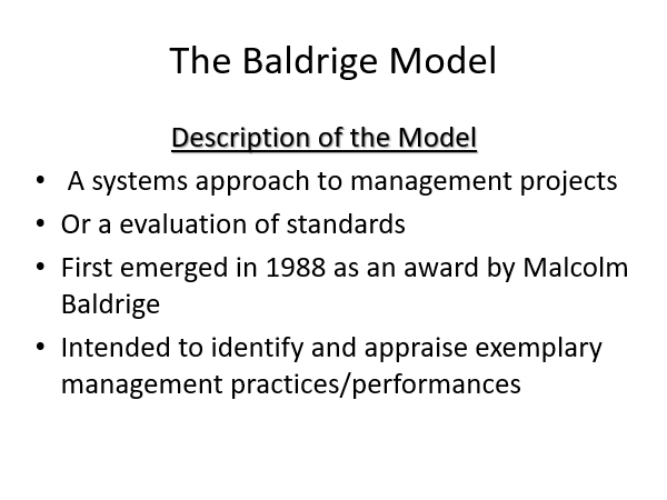 The Baldrige Model