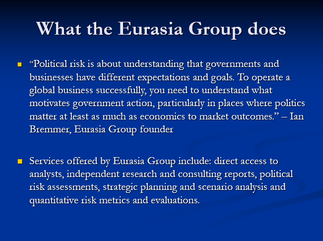 What the Eurasia Group does