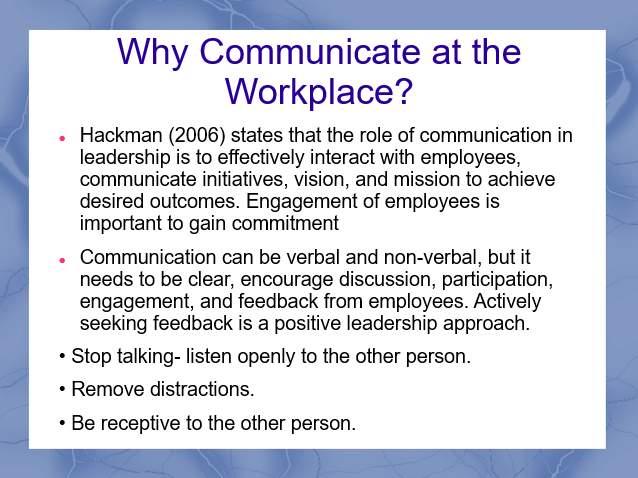 Why Communicate at the Workplace