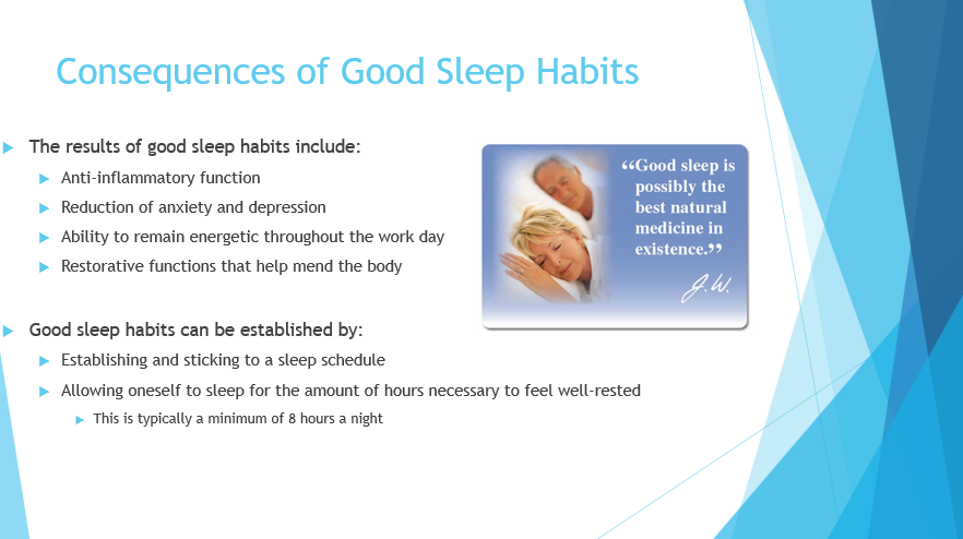 Consequences of Good Sleep Habits