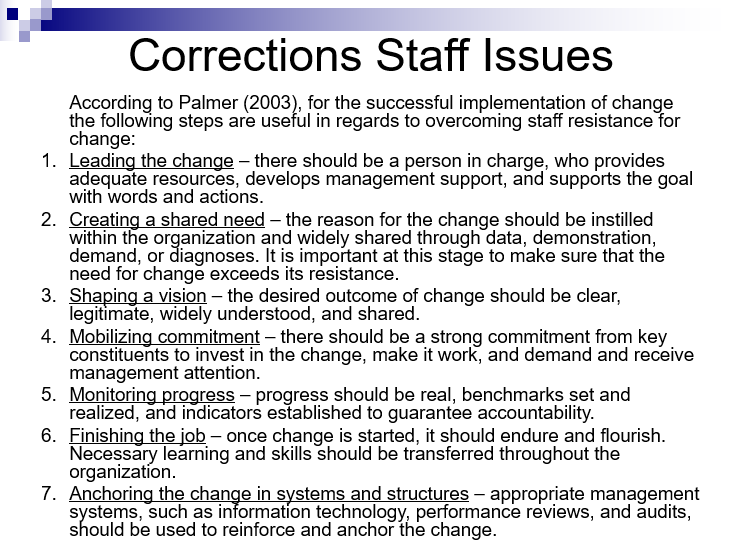 Corrections Staff Issues