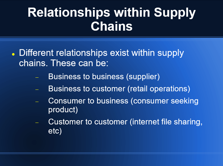 Relationships within Supply Chains