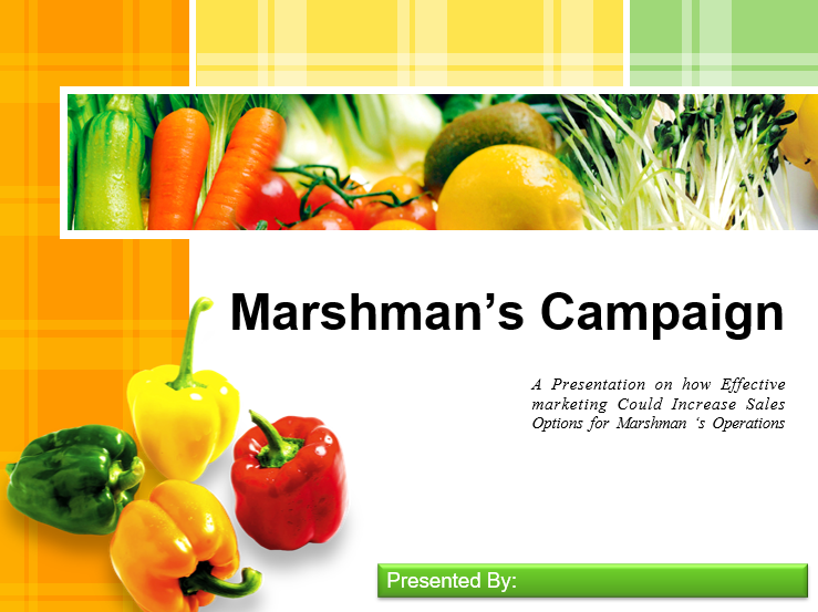 A Presentation on how Effective marketing Could Increase Sales Options for Marshman ‘s Operations