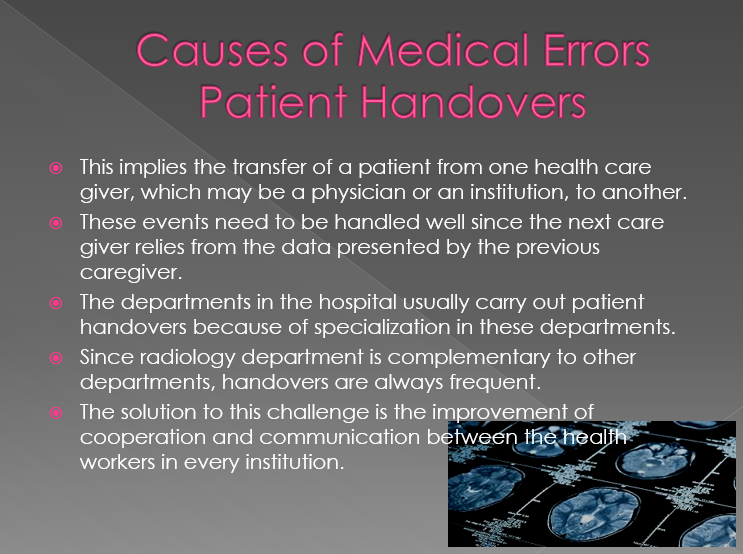 Causes of Medical Errors Patient Handovers