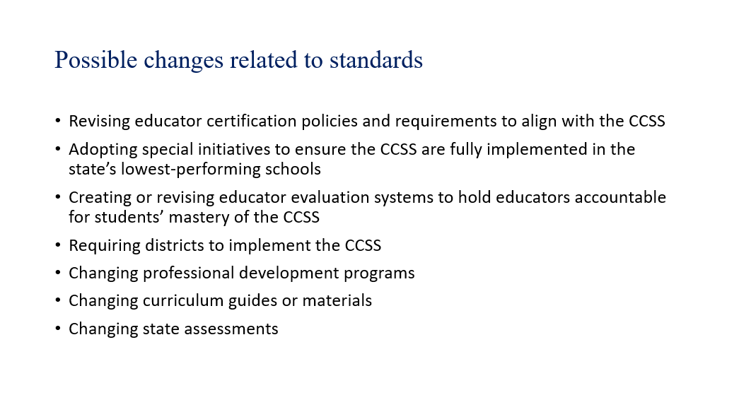 Possible changes related to standards