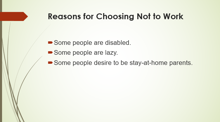 Reasons for Choosing Not to Work