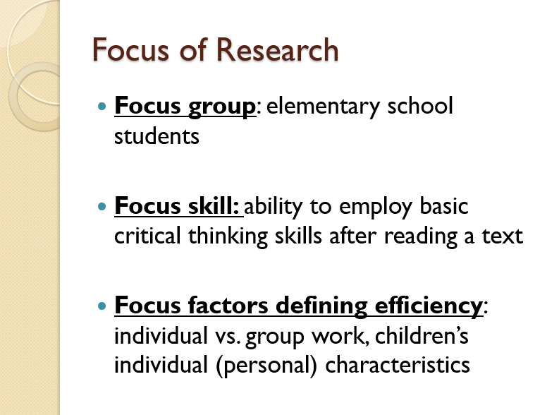 Focus of Research