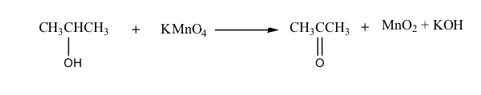 Chemical reaction between 2-propanol and Benedict’s solution.