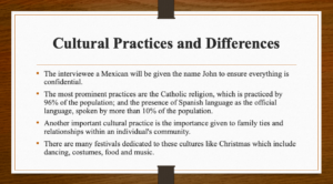 Cultural Practices and Differences