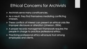 Ethical Concerns for Archivists
