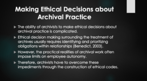 Making Ethical Decisions about Archival Practice